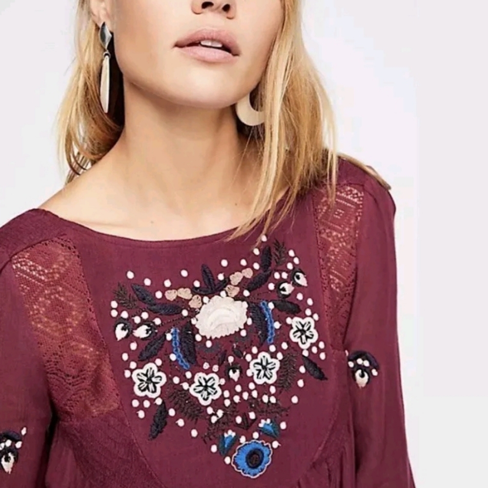 FREE PEOPLE Mohave Embroidered Woven Mini Dress Size S - Picture 4 of 10